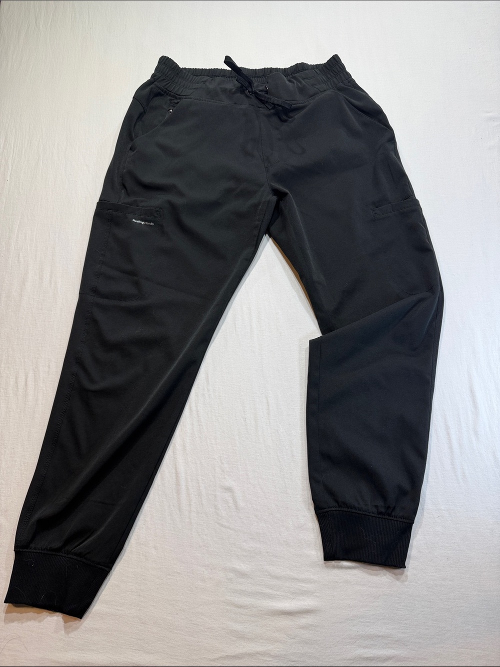 healing hands Black Women's Jogger scrub Pants with Drawstring and pockets